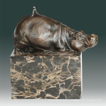 Animal Bronze Sculpture Hippopotamus / Hippo Decor Statue en laiton Tpal-270